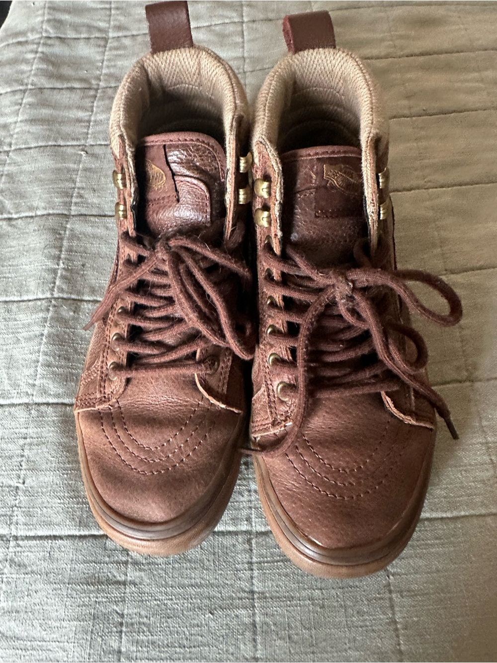 Vans Brown Leather Lace-Up Ankle Boots